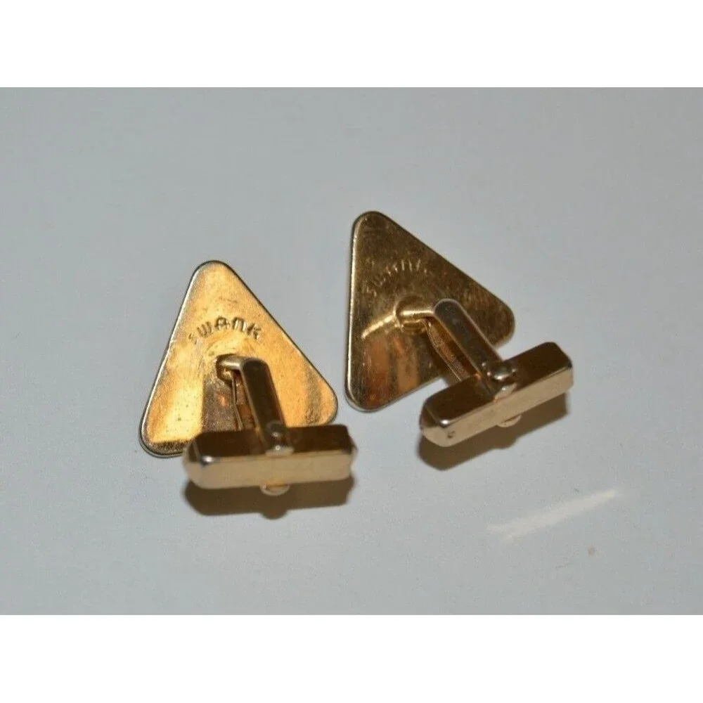 Vintage Unique 1960s TRIANGLE Shaped SWANK Brass Men's Cuff Links Rare